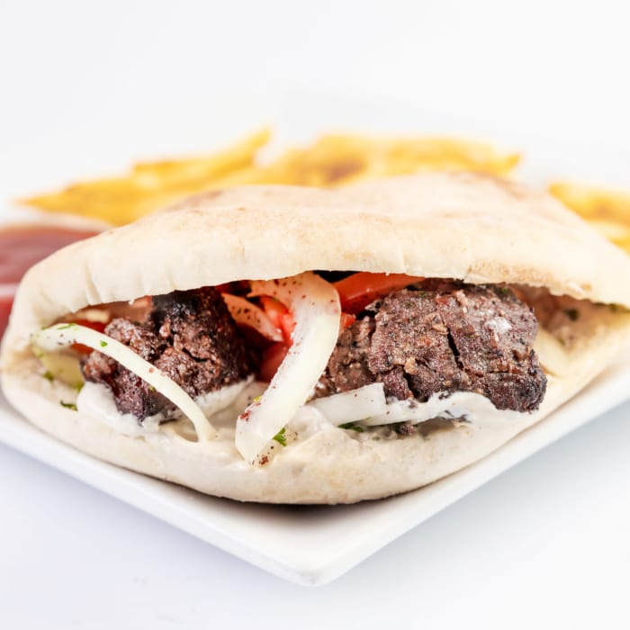 Beef Kabob Sandwich.